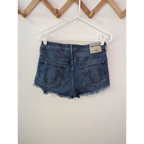 Tru Religion Scout Boyfriend Mullet Hem Short Denim Cutoff Shorts - Size 26 - Picture 6 of 11